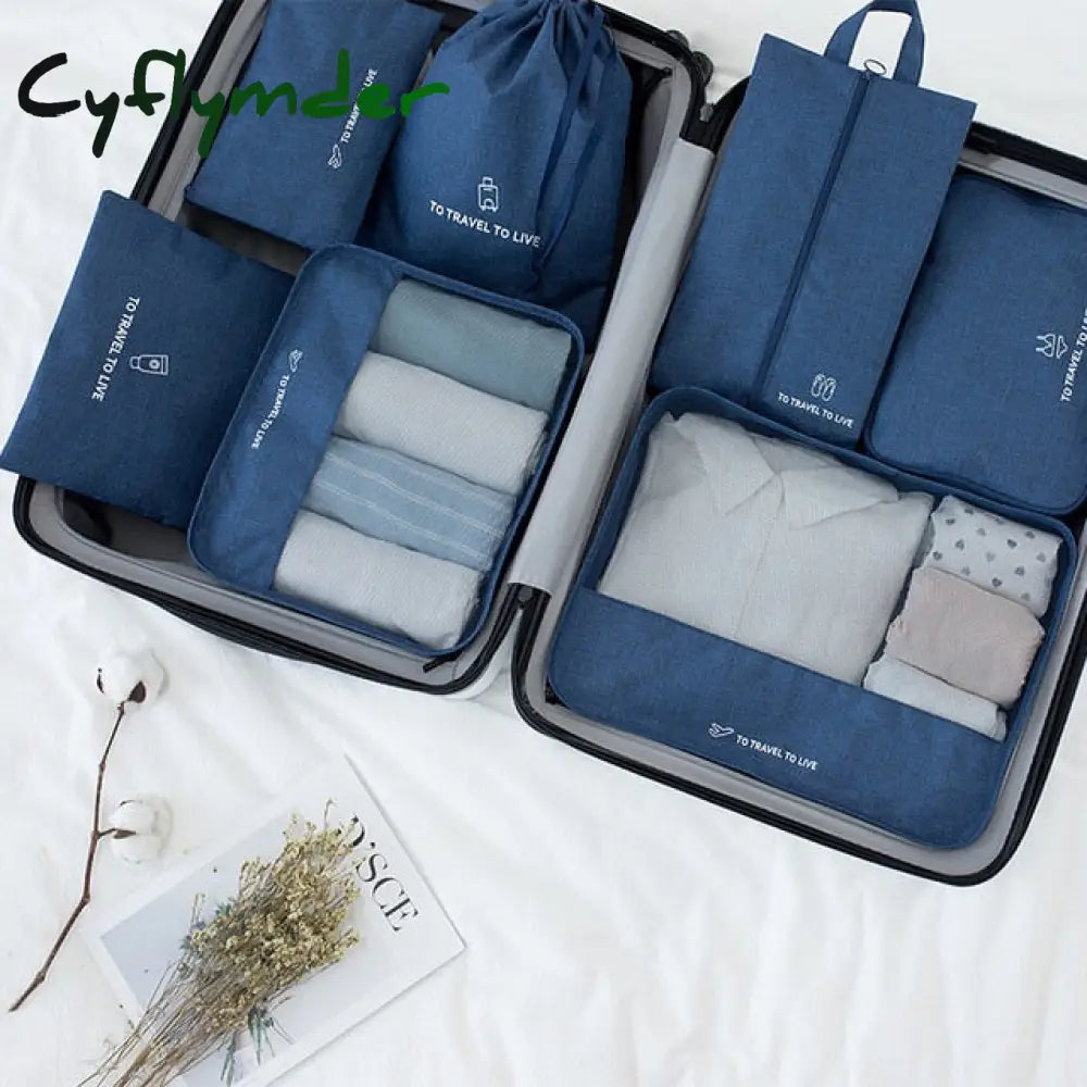 Cyflymder High Quality 7Pcs/Set Travel Bag Set Women Men Luggage Organizer For Clothes Shoe