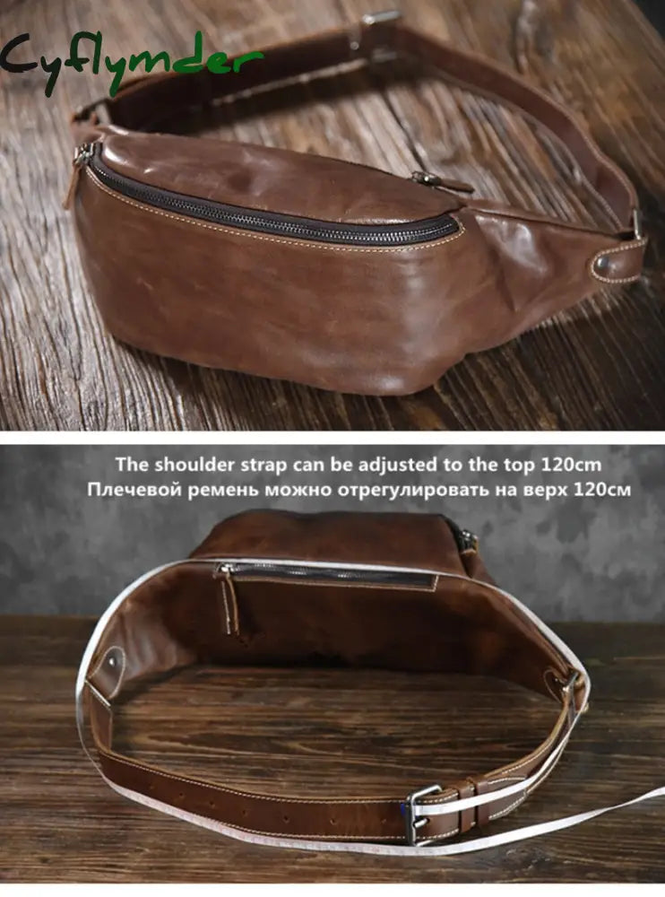 Cyflymder High Quality Cowhide Simple Vintage Chest Bag Genuine Leather Men’s Shoulder Messenger