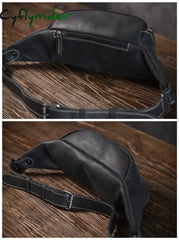 Cyflymder High Quality Cowhide Simple Vintage Chest Bag Genuine Leather Men’s Shoulder Messenger