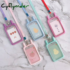 Cyflymder High Quality Credit Card Id Holder Cute Cartoon Silicone Bus Case Key Ring Luggage Tag