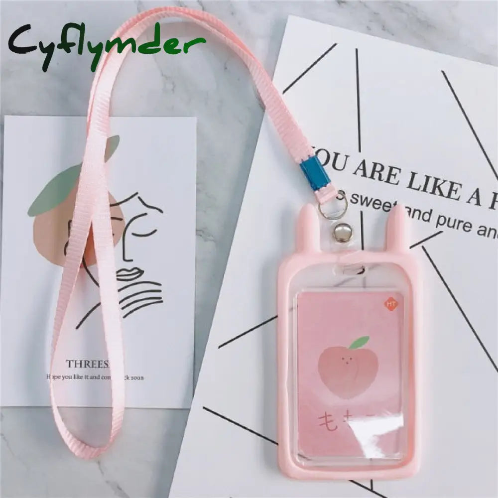 Cyflymder High Quality Credit Card Id Holder Cute Cartoon Silicone Bus Case Key Ring Luggage Tag