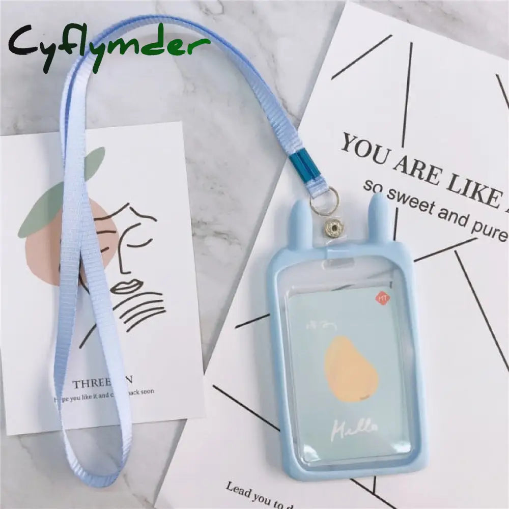 Cyflymder High Quality Credit Card Id Holder Cute Cartoon Silicone Bus Case Key Ring Luggage Tag