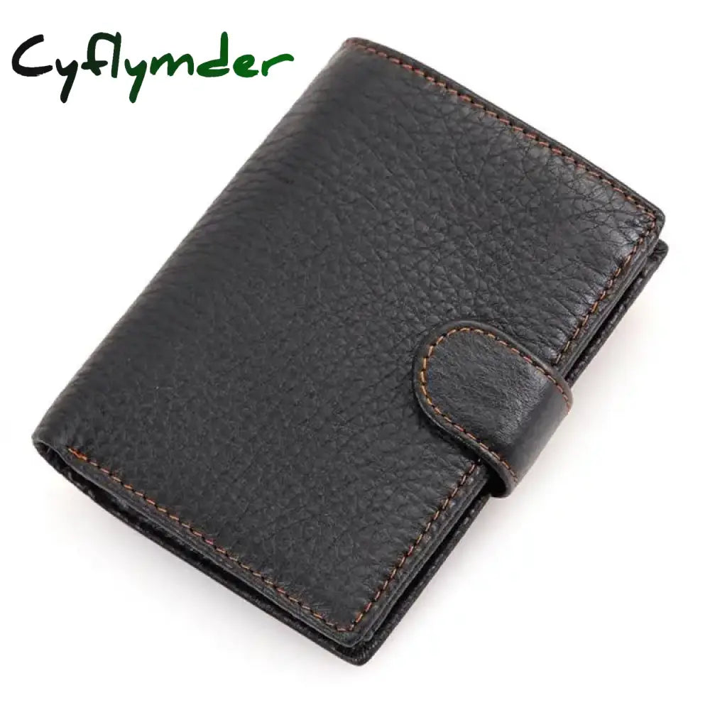 Cyflymder High Quality Genuine Leather Card Wallet Men Women RFID Genuine Leather Short Wallet Multi Cards Slots Button