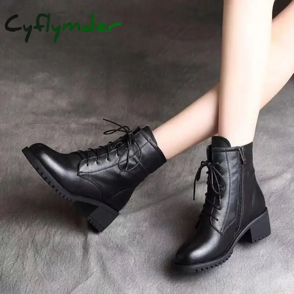 Cyflymder High Quality Ladies Shoes Side Zipper Women’s Boots Fashion Cross-tied Modern Boots Women Hot Sale Plus Size