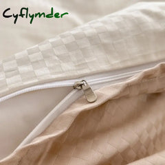 Cyflymder High Quality Plaid Jacquard Bedding Set 100% Cotton High End King Size Duvet Cover Set with Sheets Skin