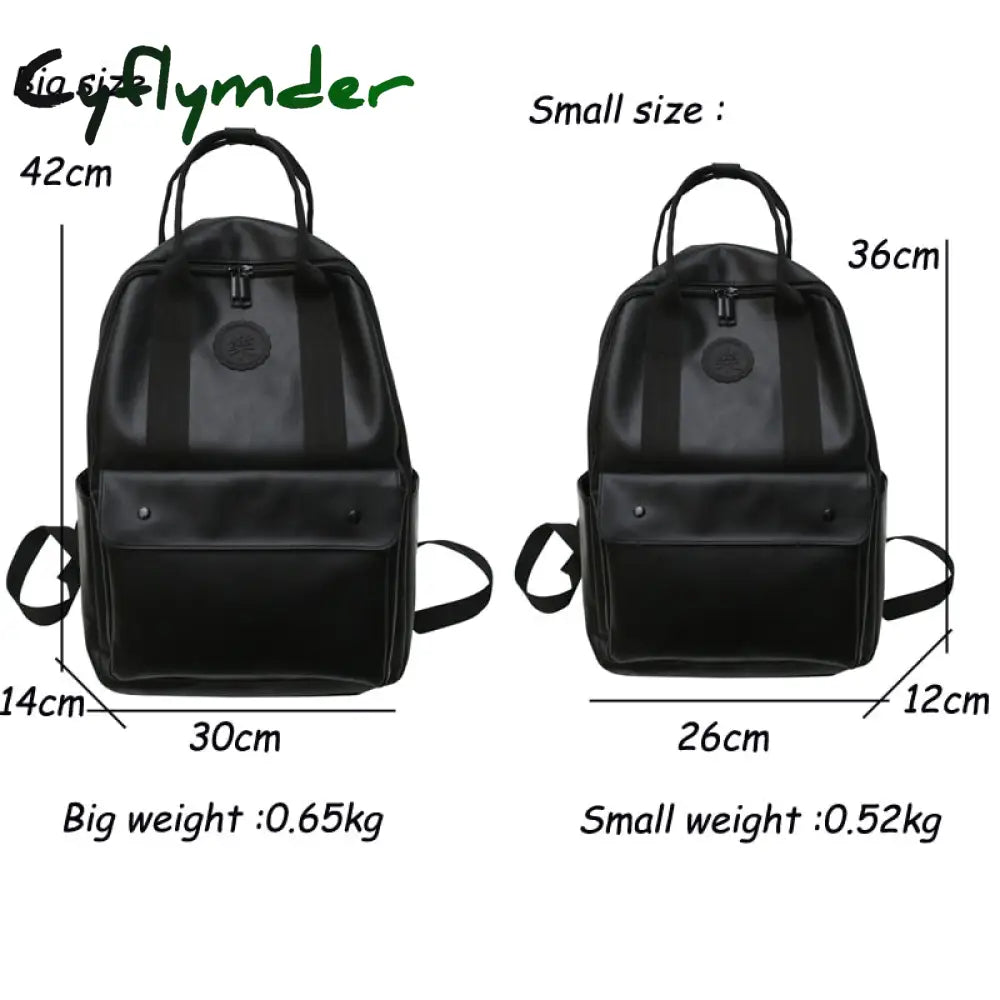 Cyflymder High Quality Pu Leather Woman Backpack Large Capacity School Bag Unisex Laptop Fashion