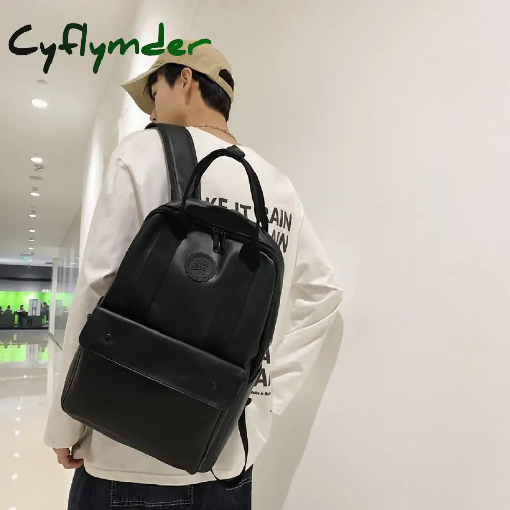 Cyflymder High Quality Pu Leather Woman Backpack Large Capacity School Bag Unisex Laptop Fashion