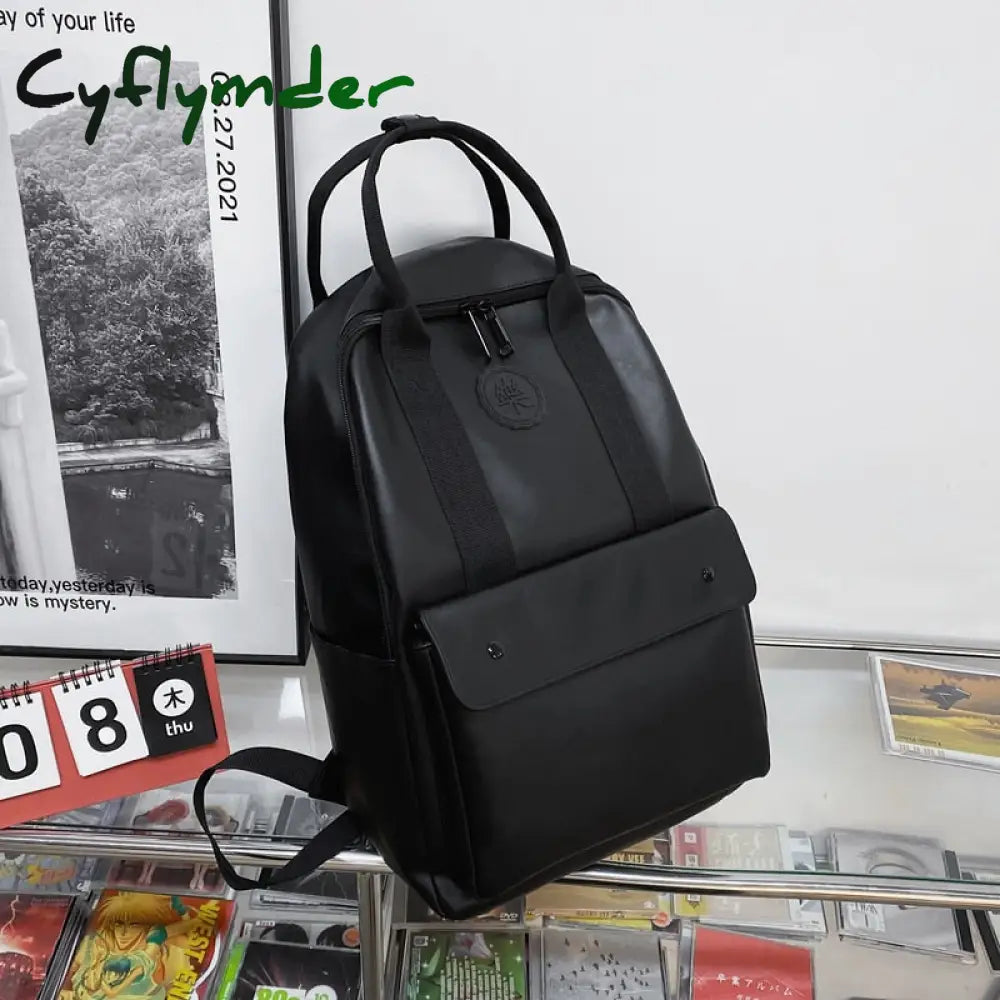 Cyflymder High Quality Pu Leather Woman Backpack Large Capacity School Bag Unisex Laptop Fashion