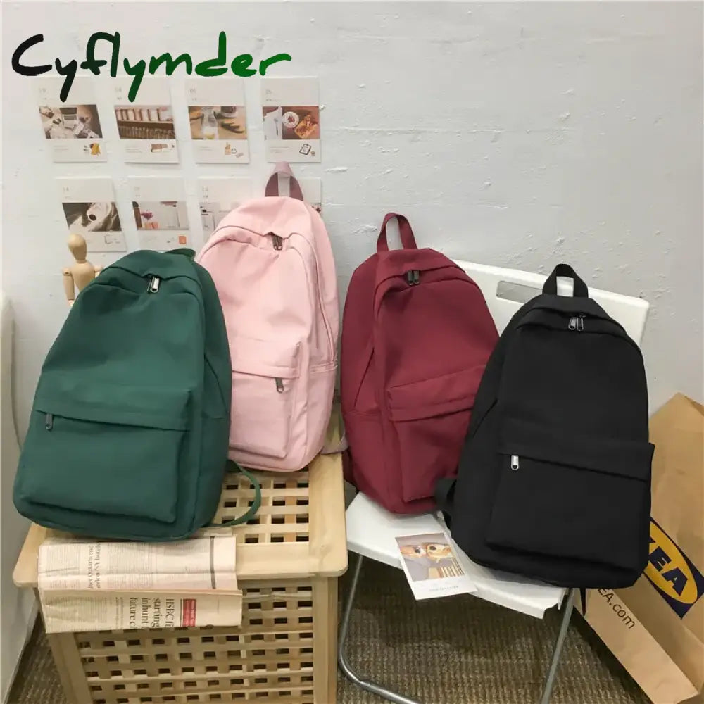 Cyflymder High Quality Women Backpack Solid Color Shoulder Bag Fashion School For Teenage Girl