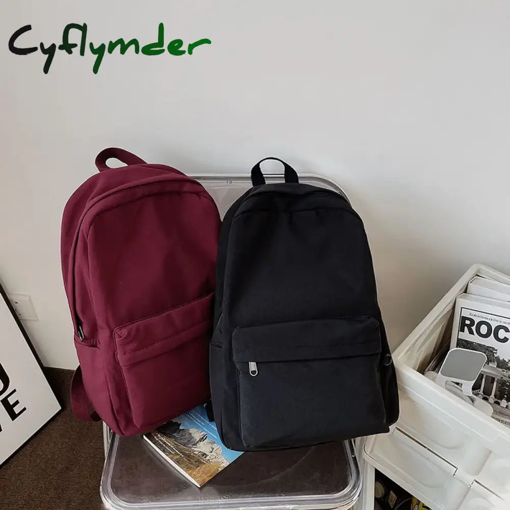 Cyflymder High Quality Women Backpack Solid Color Shoulder Bag Fashion School For Teenage Girl