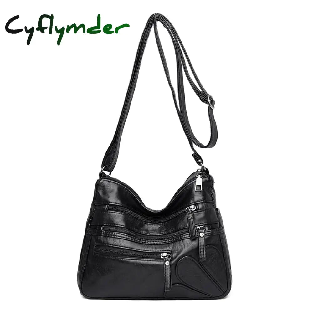 Cyflymder High Quality Women Shoulder Bag Pu Leather Crossbody Multi-Pockets Messenger Flower