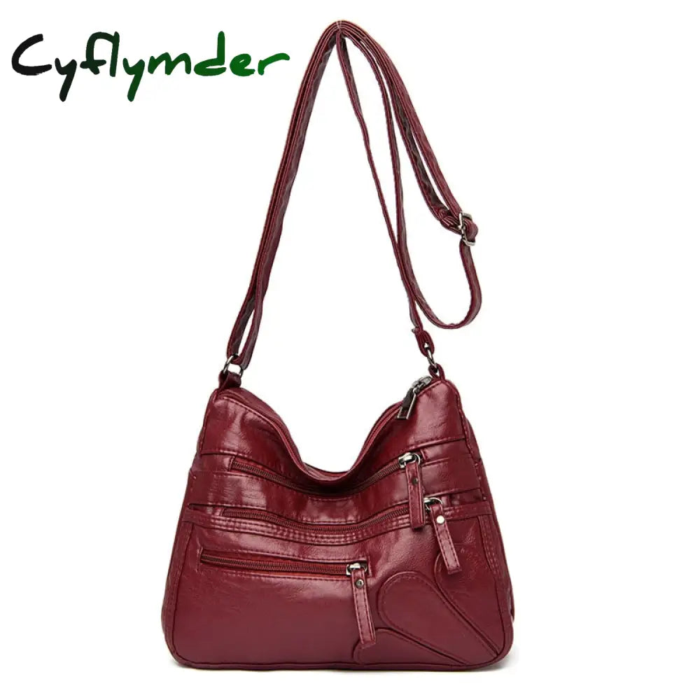 Cyflymder High Quality Women Shoulder Bag Pu Leather Crossbody Multi-Pockets Messenger Flower