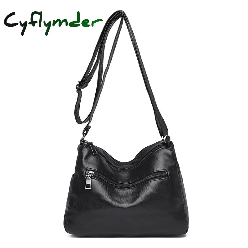 Cyflymder High Quality Women Shoulder Bag Pu Leather Crossbody Multi-Pockets Messenger Flower