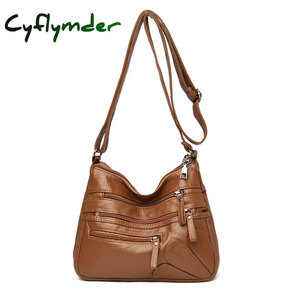 Cyflymder High Quality Women Shoulder Bag Pu Leather Crossbody Multi-Pockets Messenger Flower