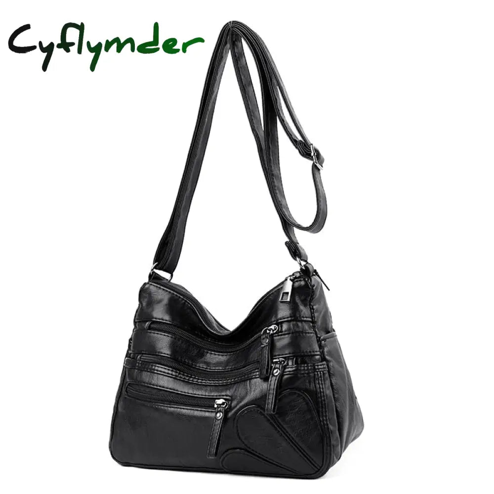 Cyflymder High Quality Women Shoulder Bag Pu Leather Crossbody Multi-Pockets Messenger Flower