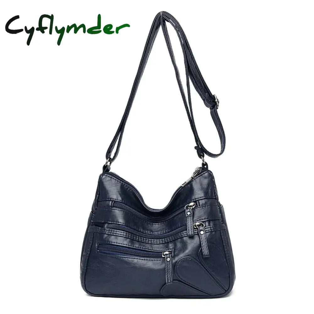 Cyflymder High Quality Women Shoulder Bag Pu Leather Crossbody Multi-Pockets Messenger Flower