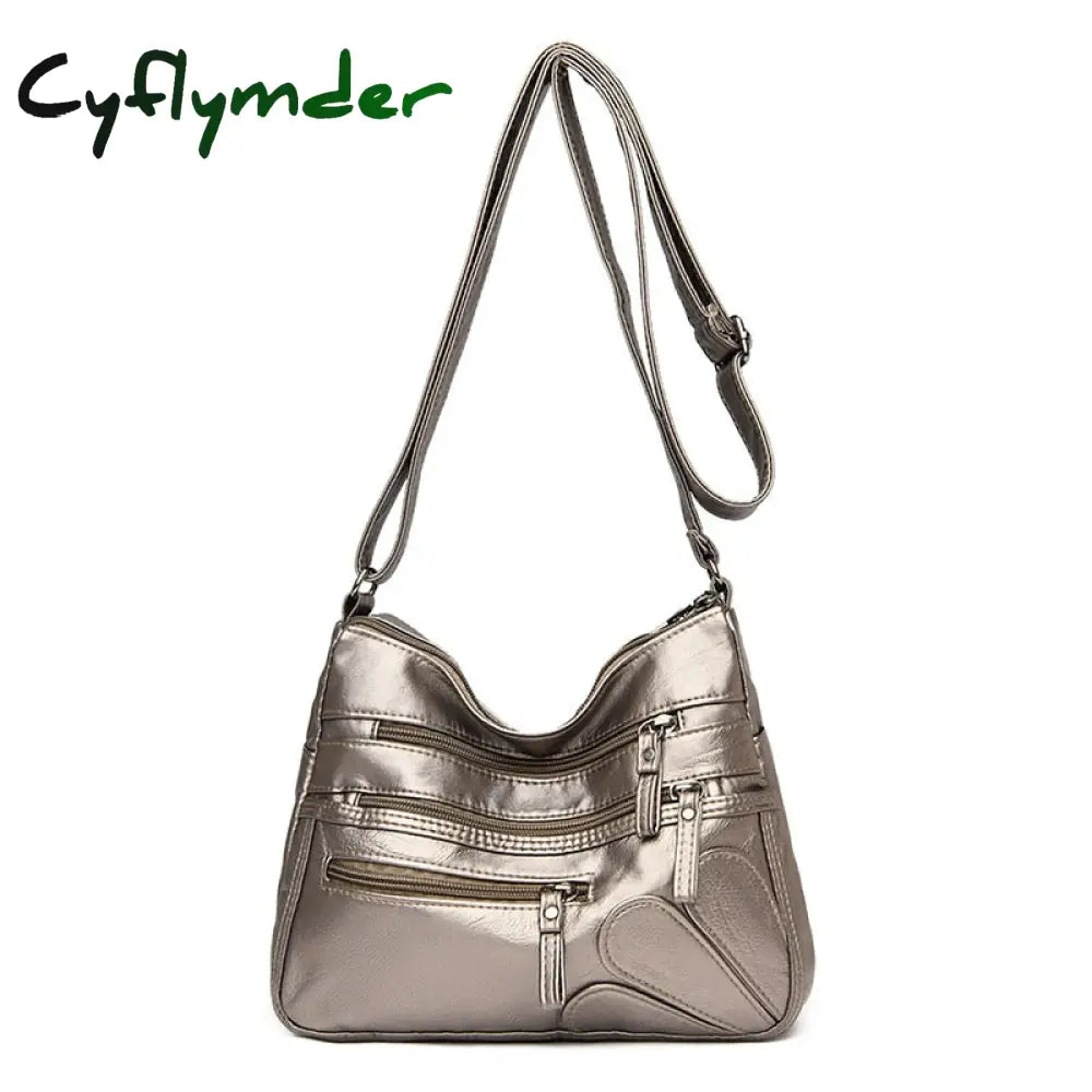 Cyflymder High Quality Women Shoulder Bag Pu Leather Crossbody Multi-Pockets Messenger Flower