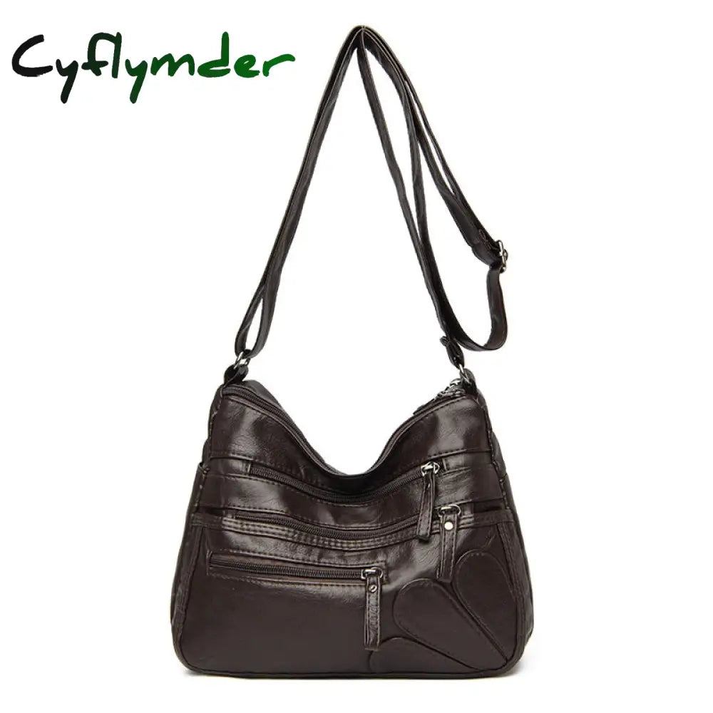 Cyflymder High Quality Women Shoulder Bag Pu Leather Crossbody Multi-Pockets Messenger Flower