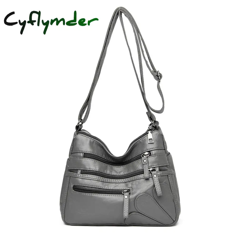 Cyflymder High Quality Women Shoulder Bag Pu Leather Crossbody Multi-Pockets Messenger Flower