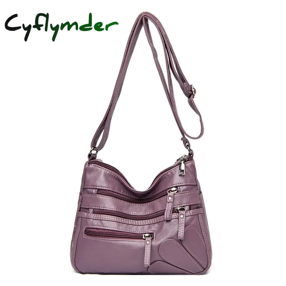 Cyflymder High Quality Women Shoulder Bag Pu Leather Crossbody Multi-Pockets Messenger Flower