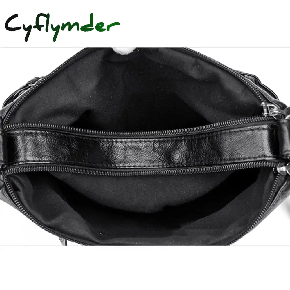 Cyflymder High Quality Women’s Soft Leather Shoulder Bags Multi-Layer Vintage Crossbody Bag