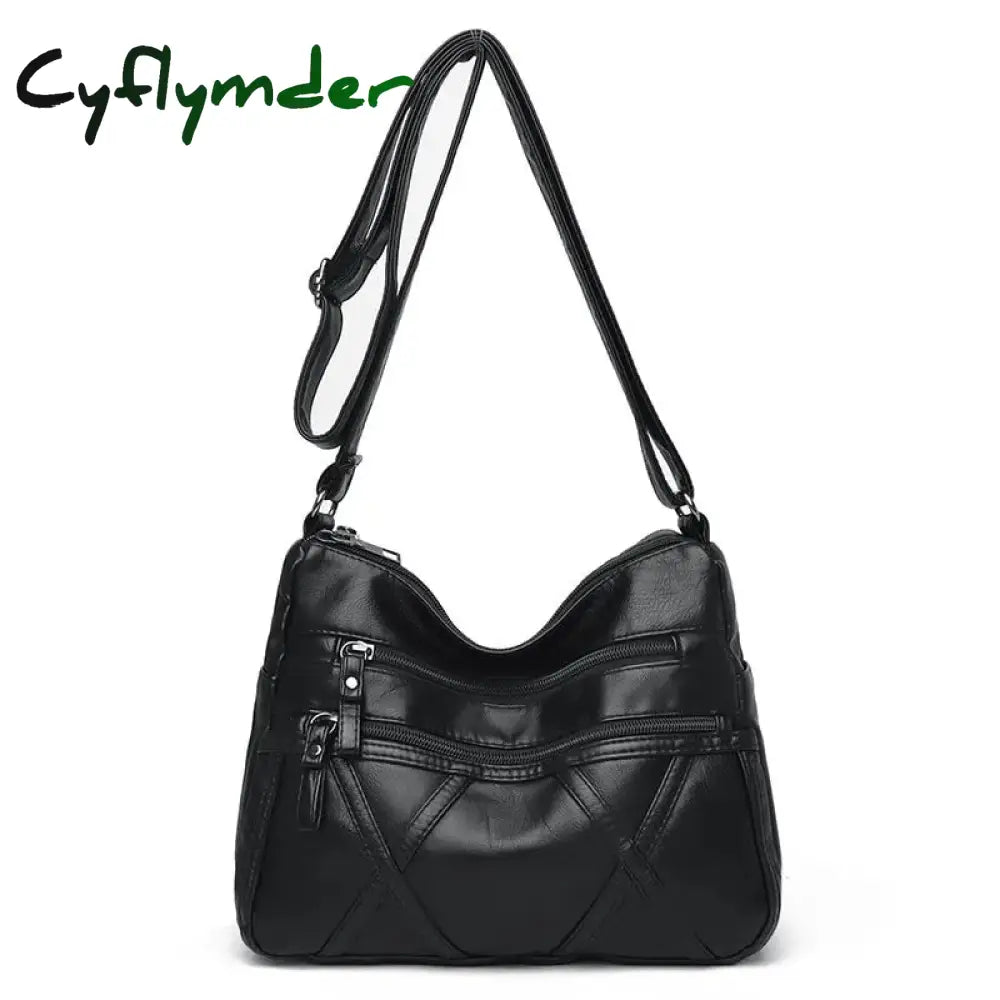 Cyflymder High Quality Women’s Soft Leather Shoulder Bags Multi-Layer Vintage Crossbody Bag