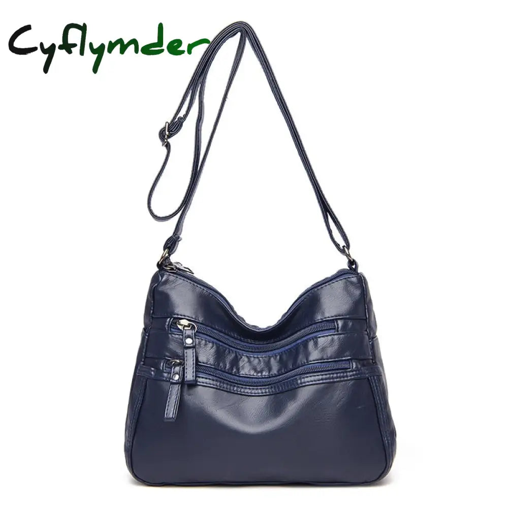 Cyflymder High Quality Women’s Soft Leather Shoulder Bags Multi-Layer Vintage Crossbody Bag