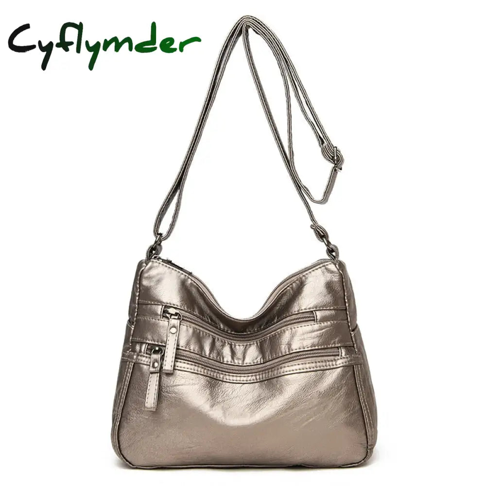 Cyflymder High Quality Women’s Soft Leather Shoulder Bags Multi-Layer Vintage Crossbody Bag