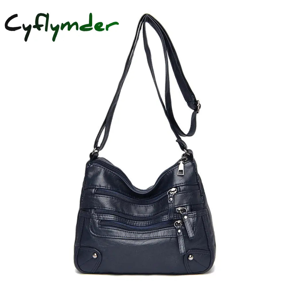 Cyflymder High Quality Women’s Soft Leather Shoulder Bags Multi-Layer Vintage Crossbody Bag