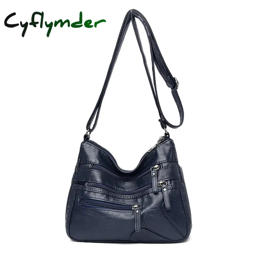 Cyflymder High Quality Women’s Soft Leather Shoulder Bags Multi-Layer Vintage Crossbody Bag