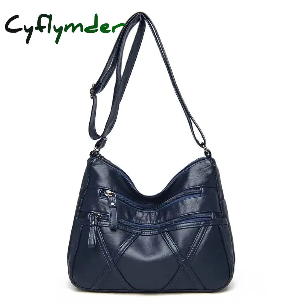 Cyflymder High Quality Women’s Soft Leather Shoulder Bags Multi-Layer Vintage Crossbody Bag