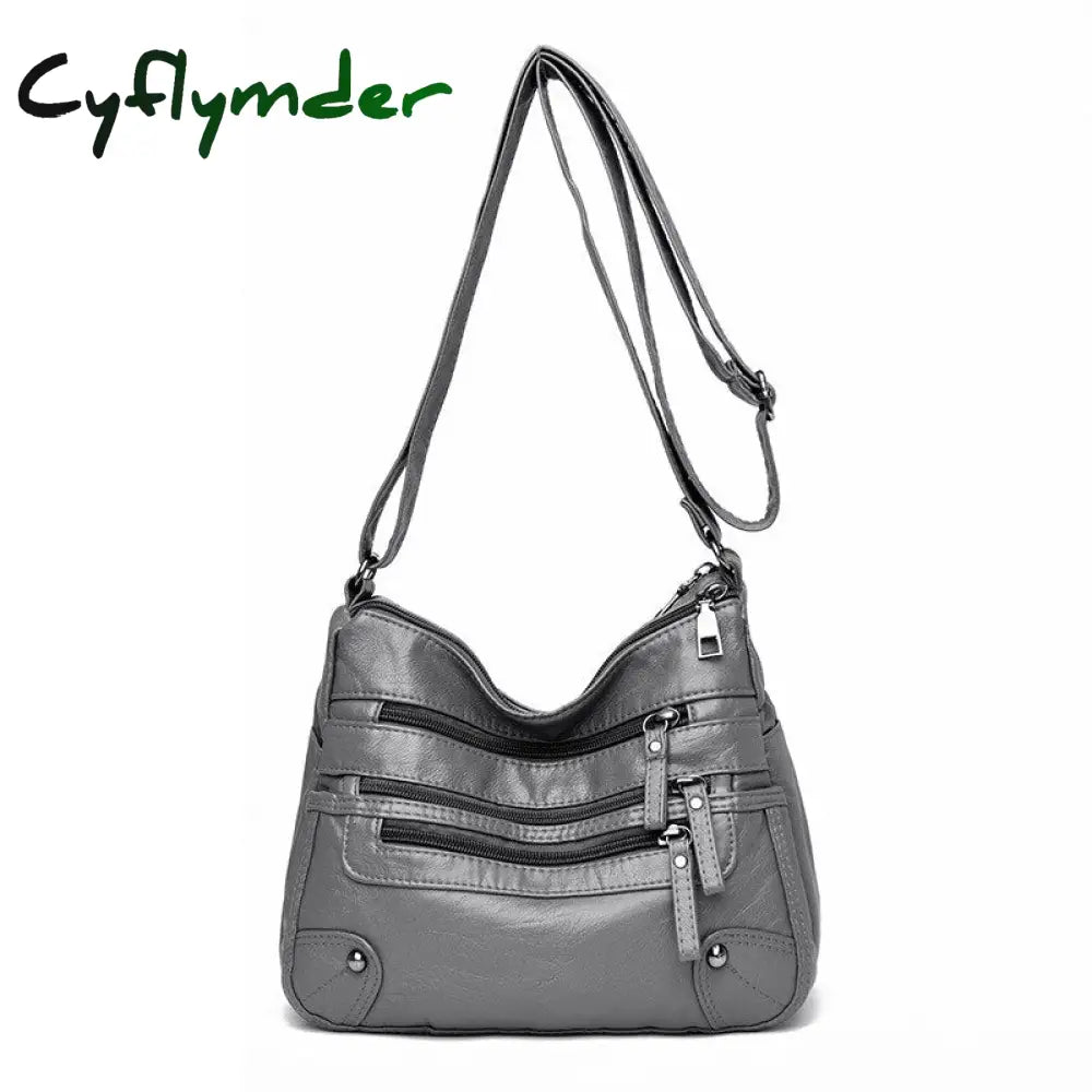 Cyflymder High Quality Women’s Soft Leather Shoulder Bags Multi-Layer Vintage Crossbody Bag