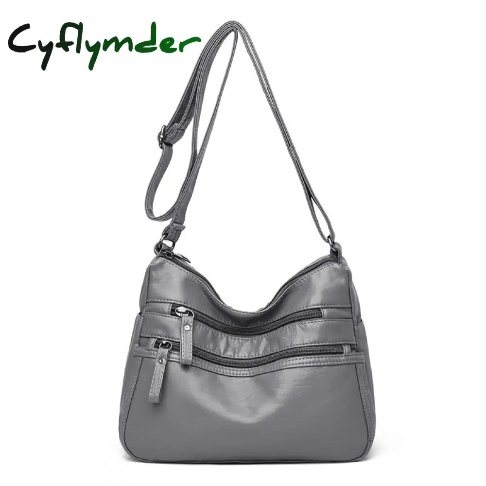 Cyflymder High Quality Women’s Soft Leather Shoulder Bags Multi-Layer Vintage Crossbody Bag