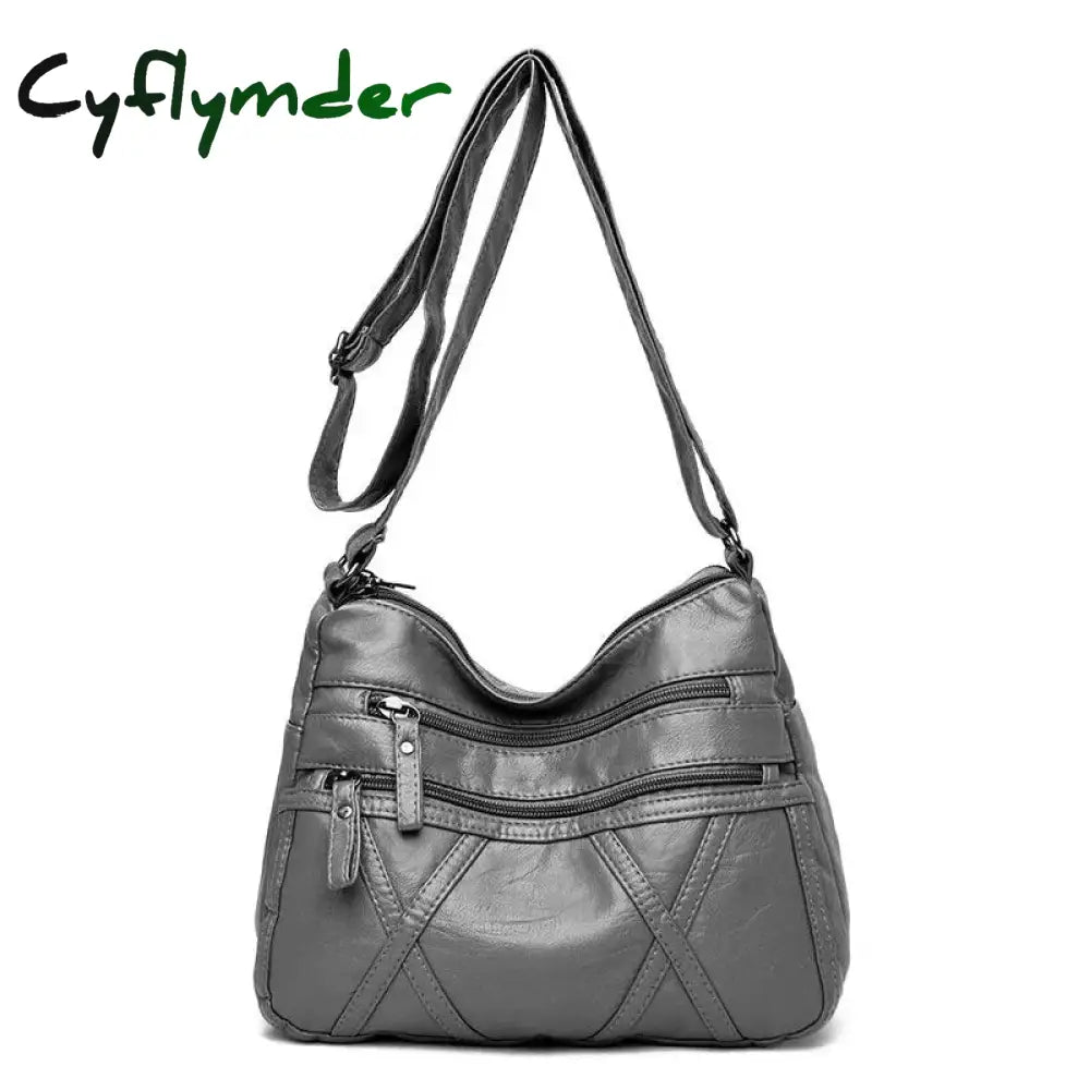 Cyflymder High Quality Women’s Soft Leather Shoulder Bags Multi-Layer Vintage Crossbody Bag