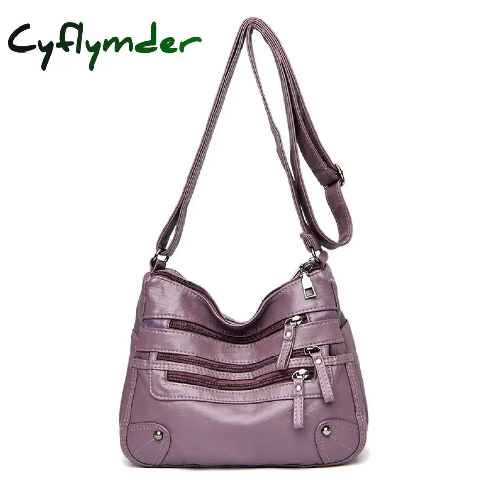 Cyflymder High Quality Women’s Soft Leather Shoulder Bags Multi-Layer Vintage Crossbody Bag