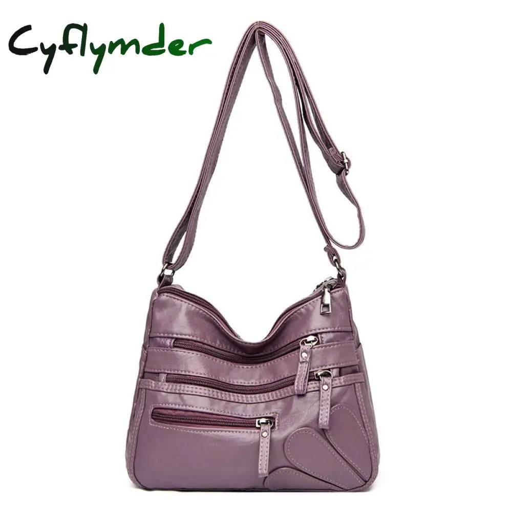 Cyflymder High Quality Women’s Soft Leather Shoulder Bags Multi-Layer Vintage Crossbody Bag