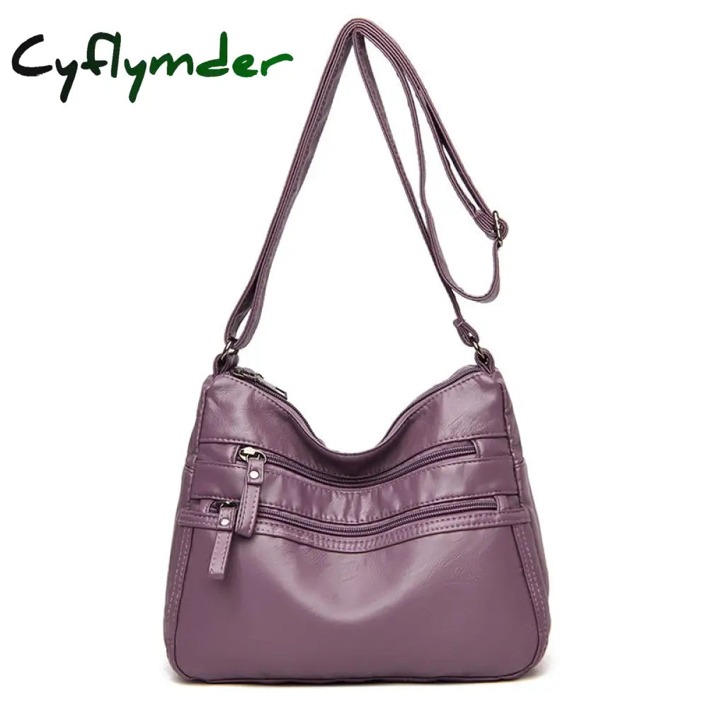 Cyflymder High Quality Women’s Soft Leather Shoulder Bags Multi-Layer Vintage Crossbody Bag