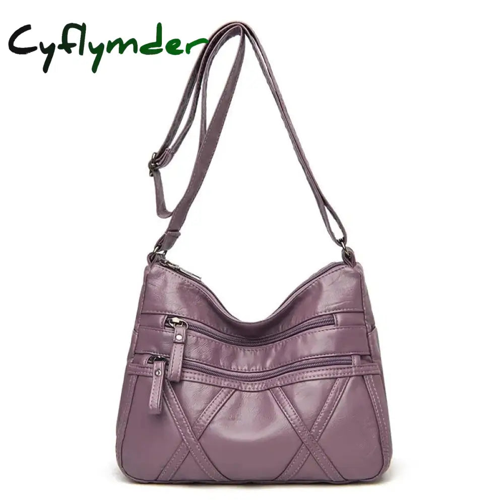 Cyflymder High Quality Women’s Soft Leather Shoulder Bags Multi-Layer Vintage Crossbody Bag