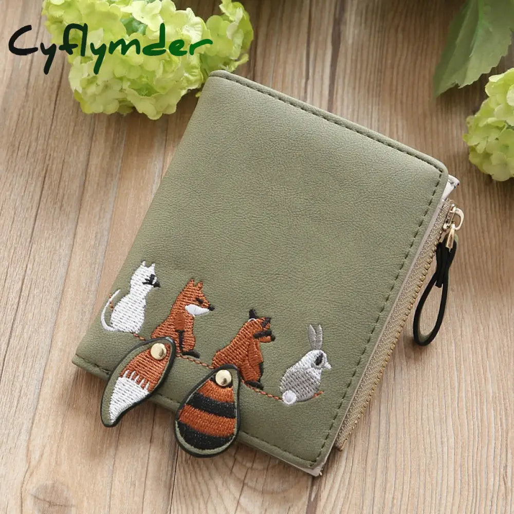 Cyflymder High Quality Women’s Wallet Lovely Cartoon Animals Short Leather Female Small Coin