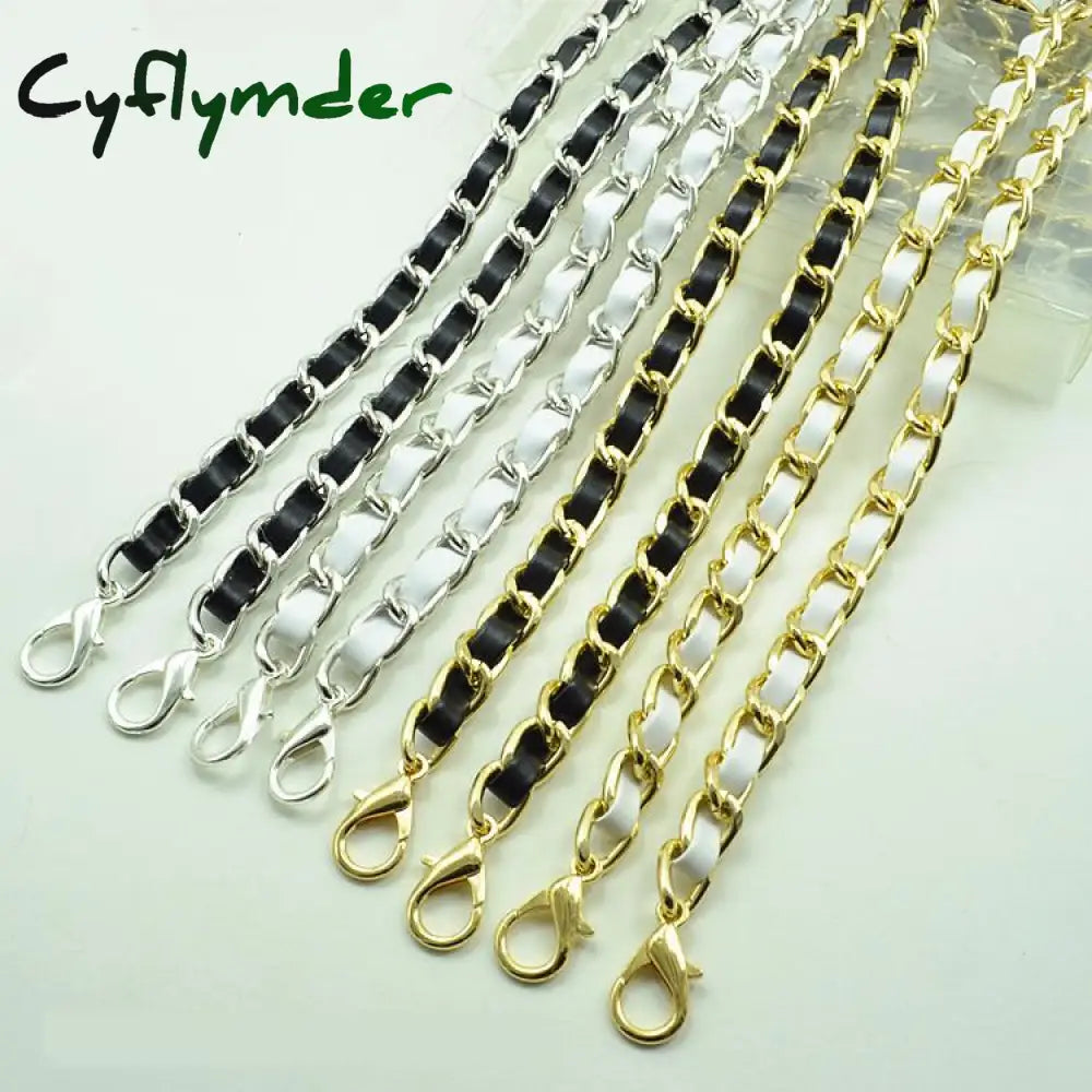 Cyflymder Hight Quality Leather Handle Purse Strap Bag Hardware Handbag Chain Parts Belt Gold White