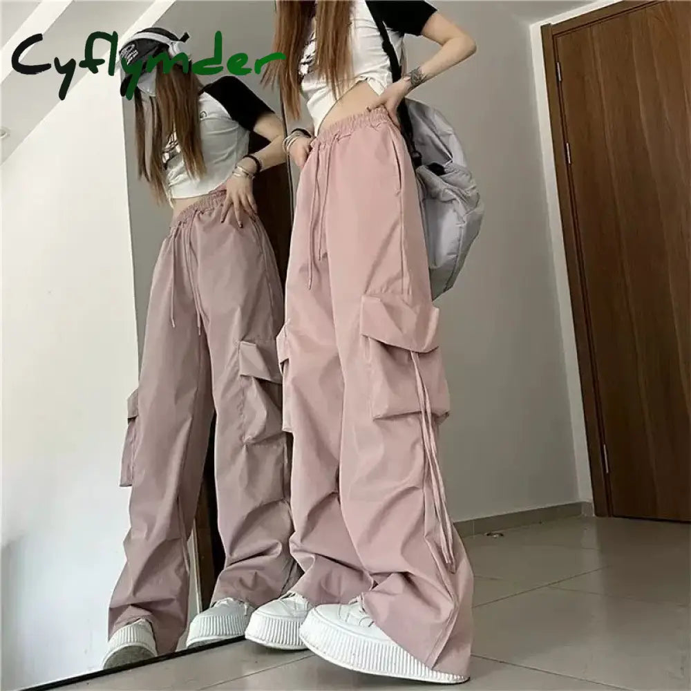 Cyflymder Hip Hop Cargo Pants Women Jazz Black Big Pockets Streetwear Trousers High Waisted Solid Fashion Harajuku Y2K