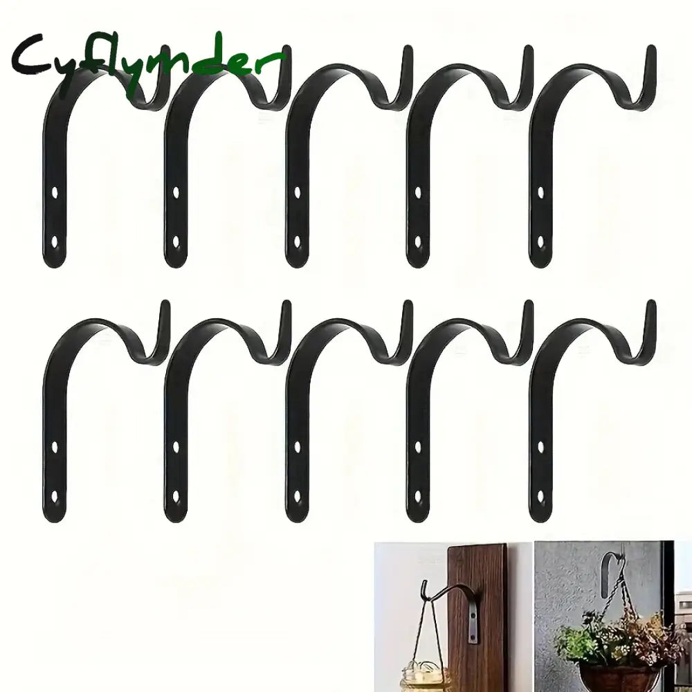 Cyflymder Home Improvement Metal J-shaped Wrought Iron Hooks Painting Flower Baskets Clothes Accessories