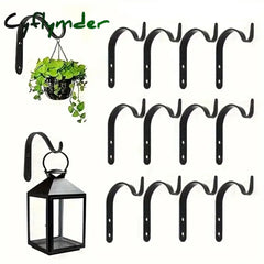 Cyflymder Home Improvement Metal J-shaped Wrought Iron Hooks Painting Flower Baskets Clothes Accessories