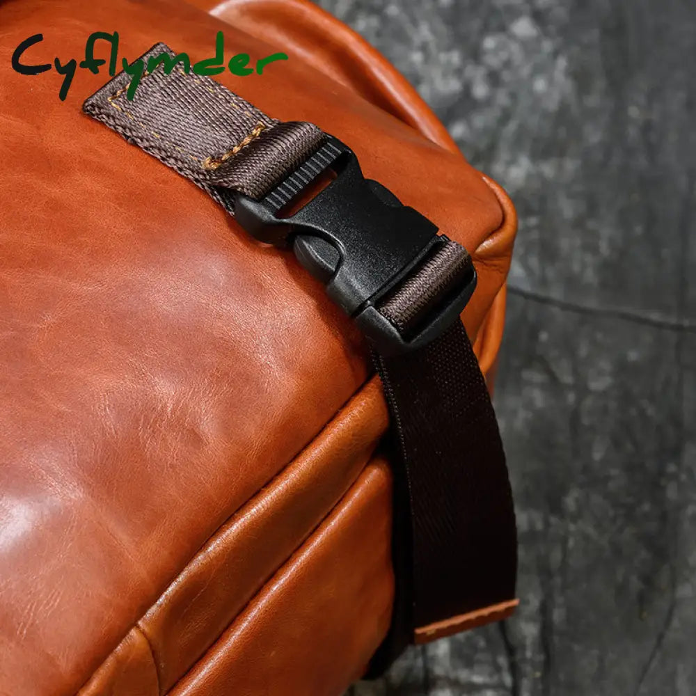 Cyflymder Hot Fashion Genuine Leather Backpack Real Cowskin Travel Backpacks Men Women Daypack