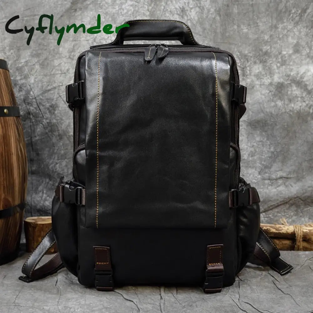 Cyflymder Hot Fashion Genuine Leather Backpack Real Cowskin Travel Backpacks Men Women Daypack