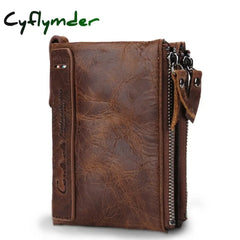 Cyflymder Hot Genuine Crazy Horse Cowhide Leather Men Wallet Short Coin Purse Small Vintage Wallets