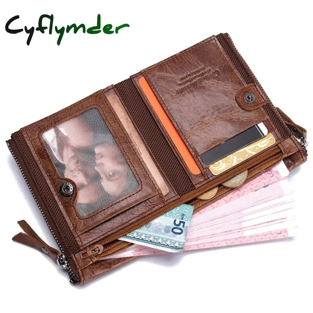 Cyflymder Hot Genuine Crazy Horse Cowhide Leather Men Wallet Short Coin Purse Small Vintage Wallets