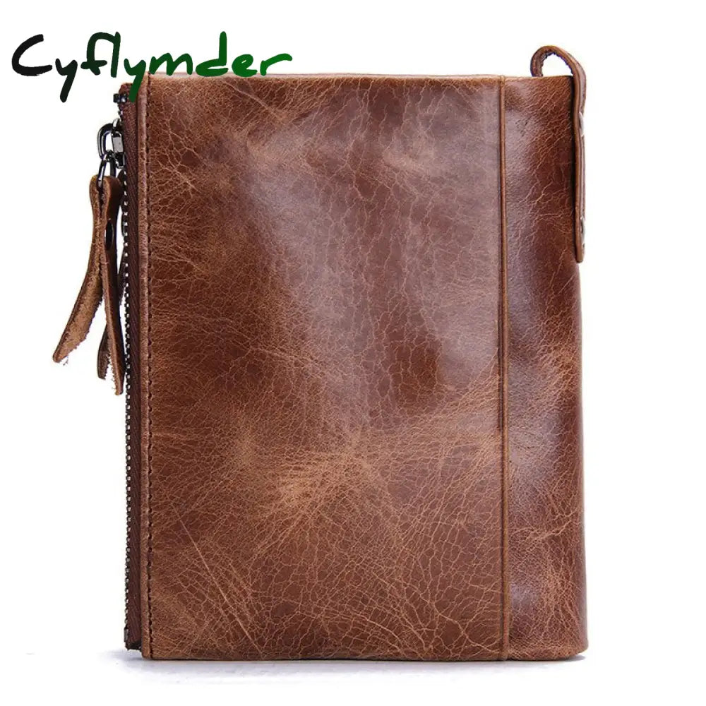 Cyflymder Hot Genuine Crazy Horse Cowhide Leather Men Wallet Short Coin Purse Small Vintage Wallets