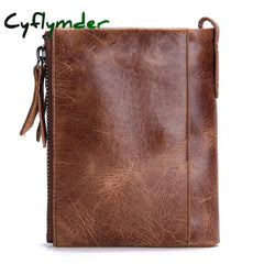 Cyflymder Hot Genuine Crazy Horse Cowhide Leather Men Wallet Short Coin Purse Small Vintage Wallets