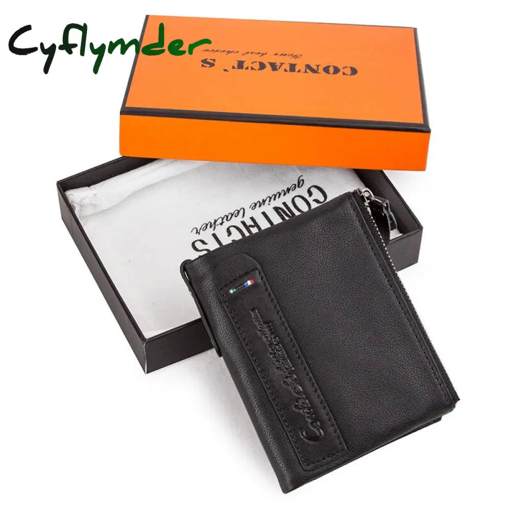 Cyflymder Hot Genuine Crazy Horse Cowhide Leather Men Wallet Short Coin Purse Small Vintage Wallets